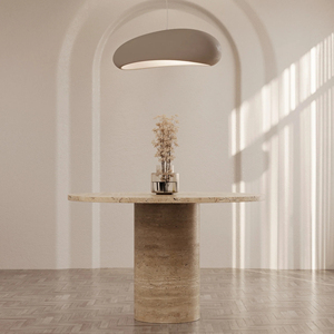 Mesa de Comedor Redonda de Travertino <span class=keywords><strong>Italiano</strong></span> <span class=keywords><strong>Carla</strong></span> de Kumusi Furniture - Product Image 1