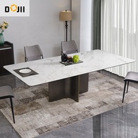 Ensemble table à manger de luxe 6 places meubles en porcelaine cabriolet bureau en pierre frittée pour la maison appartement villa ou hôtel