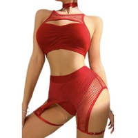 En gros Short de pole dance en résille taille haute avec jarretelles