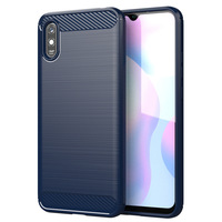 Nouvelle coque de téléphone tendance en TPU souple antichoc avec texture brossée en fibre de carbone pour Redmi 9A 9C