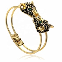 2025 vente en gros femmes conçu Double tête de léopard plaqué or manchette Bracelet mode Animal personnalité cadeau Bracelet