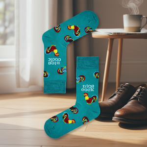 Nice Rooster Patterned <b>Sock</b> Digital Printed Cock Breathable Spandex Polyester One Size Fits Daily Use <b>White</b> Color Perfect Gift - Product Image 3