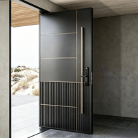 Porte d'entrée pivotante en acier et aluminium, design moderne, tridimensionnelle, sécurisée