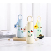 Gobelet en verre à double paroi personnalisé avec poignée florale élégante, motif de pétales mignon, motif de dessin animé, facile à transporter pour la maison et les activités sportives