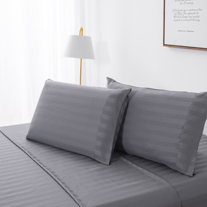 <span class=keywords><strong>500</strong></span> Chủ Đề Đếm 4 Mảnh Damask Sọc Khách Sạn 2Cm Sọc Dobby 100% Polyester Thiết Kế Sang Trọng Bộ Ga Trải Giường - Product Image 3