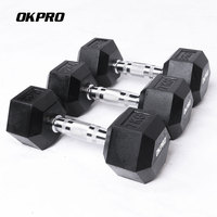 Ensemble d'haltères hexagonaux en caoutchouc pour salle de sport, vente en gros d'usine OKPRO, 1-70 kg, haltères hexagonaux en caoutchouc pour la musculation, achat en ligne