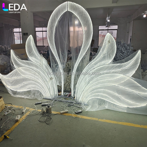 LEDA Party Stage Decoration White Metal Arch Large Wrought <b>Iron</b> LED Backdrop Stand for Wedding - Product Image 1