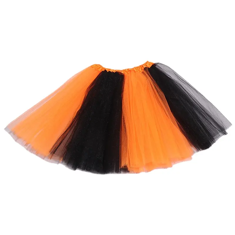 ブラックオレンジカラー3層バレエチュールチュチュスカートフェスティバルダンスプリンセスドレス女の子用