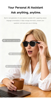 Nouveau produit 2026 : Lunettes intelligentes IA avec caméra, traduction IA, assistant vocal, appels Bluetooth, reconnaissance d'objets intelligente