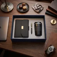 Coffret Cadeau de Luxe 2026 en Cuir PU : Carnet, Stylo, Tasse à Café et Gourde Personnalisables – Ensemble d'Entreprise Haut de Gamme