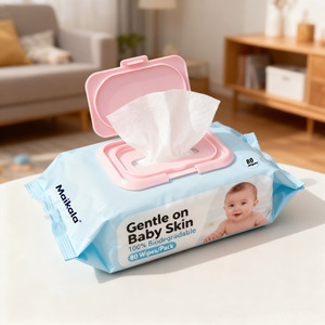 Lingettes humides pour bébé jetables à bas prix, ultra douces, en tissu non tissé, 100% eau pure, lingettes humides pour le visage, respectueuses de la peau - Product Image 1