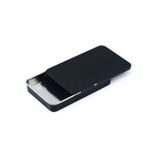 Boîte en métal rectangulaire noire OEM avec couvercle coulissant résistant aux enfants, recyclable, pour le stockage de cigarettes et de cigares - Product Image 1