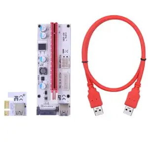 VER008S 60CM PCI-E Riser Card 008S PCI Express 1X 16X Extension 4Pin 6Pin SATA Power LED