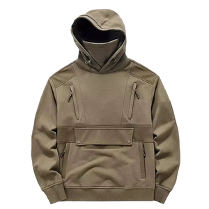 Custom Cargo Tactical Streetwear Sweatshirt 100%Cotton Multi Pockets <strong>Techwear</strong> Pullover <strong>Hoodie</strong> Patchwork Hoodies for Men - Product Image 2