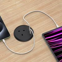 13A UK Office Furniture Universal Power Smart Round Desk Grommet Socket avec 2 TYPE-C Hidden Encastré Round Power Strip Socket