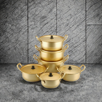 Ustensiles de cuisine en aluminium de couleur or de 16cm Mini restaurant et pot de soupe aux nouilles à usage domestique Design classique Matériau métallique