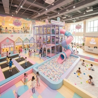 Équipement de terrain de jeu intérieur coloré Macaron avec fosse à balles profonde et jeux interactifs pour centre de divertissement pour enfants