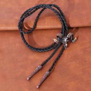 Collier pendentif en métal en forme de tête de chèvre de marque de mode, <span class=keywords><strong>cravate</strong></span> bolo en cuir argenté personnalisée style western <span class=keywords><strong>cowboy</strong></span> - Product Image 2