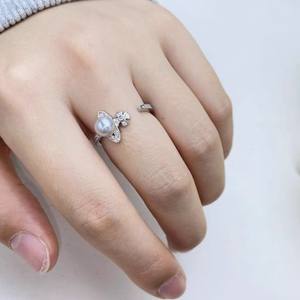 ขาตั้งแหวนเงินแท้ S925 รุ่น 10618DIY สำหรับใส่ไข่มุก  แบบหนา ทันสมัย  รองรับไข่มุกขนาด 10-13 มม. - Product Image 2