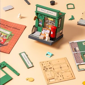Robotime Rolife Assembled <strong>Toys</strong> Wooden 3D Puzzles DS037 Century <strong>Post</strong> <strong>Office</strong> Model Kit DIY Miniature House - Product Image 1
