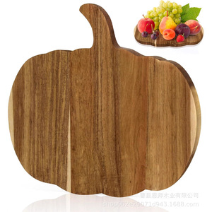 Plateau en bois d'acacia en forme de citrouille, planche à servir pour pizza, planche à découper, plateau à charcuterie, vaisselle de fête - Product Image 3
