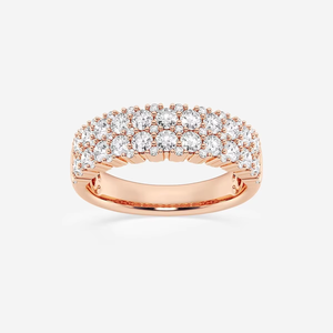 แหวนเพชรทรงกลมเพาะเลี้ยงแบบสองแถว 1.50 กะรัต แหวนทองสำหรับผู้หญิง 14K 18K ดีไซน์ทันสมัย - Product Image 2