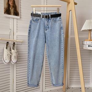 Femmes <span class=keywords><strong>taille</strong></span> <span class=keywords><strong>haute</strong></span> coupe ample confortable maman pantalon à la mode couleur unie respirant femme Denim pantalon décontracté <span class=keywords><strong>jean</strong></span> moulant - Product Image 4