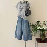 Nouveau design – Short en jean vintage délavé pour femme, coupe ample, séchage rapide, avec logo personnalisé, grandes tailles