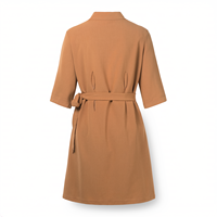 Robe midi en soie de mûrier unie à manches courtes, coupe trapèze, décontractée pour femme avec ceinture à la taille