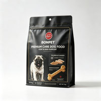 Sachet d'emballage alimentaire pour animaux de compagnie en plastique à fond plat, à fond carré, refermable avec fermeture éclair, imprimé par gravure, à 8 soudures latérales