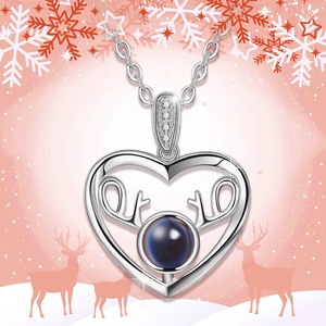 925 de Plata de Ley 100 idiomas que <span class=keywords><strong>te</strong></span> amo de asta de ciervo collar - Product Image 2
