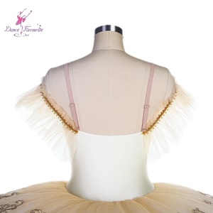 Pre-Professional Dance Skirt Ivory Spandex Bodice Ivory Tulle <strong>Tutu</strong> Gold Applique Decor Nylon Dance Favourite <strong>Ballet</strong> - Product Image 6