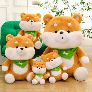 Peluche Kawaii de <span class=keywords><strong>Shiba</strong></span> Inu Regordete, Juguete de Peluche Suave y Esponjoso con Pañuelo Verde, Venta al por Mayor y al Detal, Regalos de Cumpleaños para Niños - Product Image 2