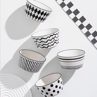 Ensemble de vaisselle en céramique de 4.5 pouces en porcelaine design moderne noir et blanc de Offre Spéciale d'usine