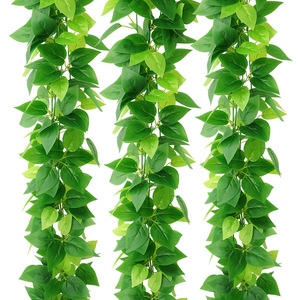 Vigne artificielle Hua Qianyun Pothos 100cm-200cm, feuilles en soie, verdure décorative pour mariage, maison, extérieur - Product Image 1