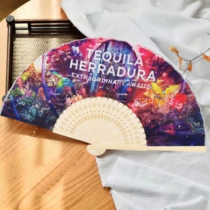 Regalo de negocios Abanico plegable de papel impreso personalizado con costillas de Bambú - Product Image 3