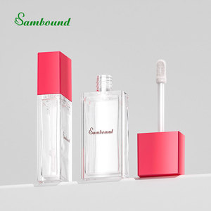 Conteneurs de brillant à lèvres en plastique PETG 10ml personnalisables bouteille cosmétique vide avec bouchon à vis rouge pour emballage d'huile à lèvres - Product Image 2