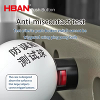 HBAN Saklar Tombol Tekan Plastik 16mm LED Momentary IP40 Tahan Air 5A 250V 2NO2NC Kepala Bulat Kontrol Peralatan Rumah Tangga Mekanis