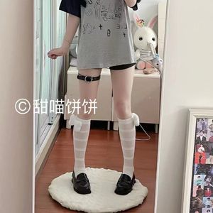 White Bone-In Leggings Slouch <b>Socks</b> Anime <b>Cartoon</b> Women Breathable Sweat-Absorbing Youth 18-40 Summer JK Style - Product Image 3