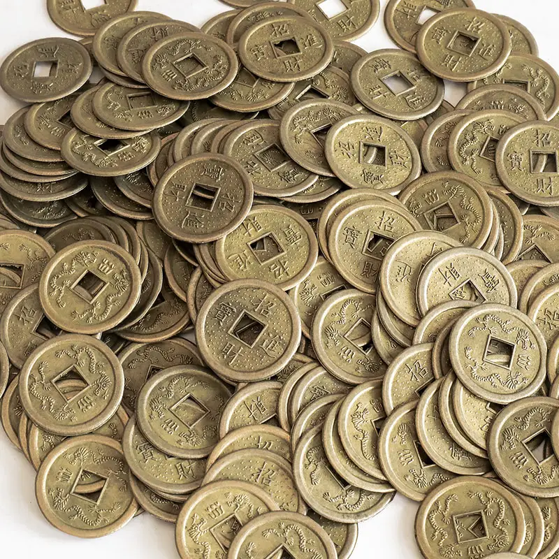 Atacado chinês feng shui moedas de sorte, antiga moeda oriental emperor antigo adiantação dinheiro dragon coin coleção presente