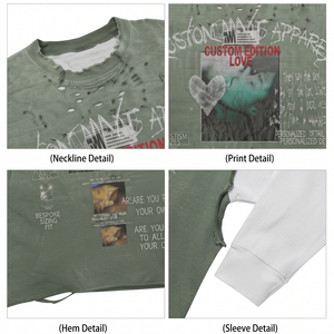 <span class=keywords><strong>T</strong></span>-<span class=keywords><strong>shirt</strong></span> <span class=keywords><strong>Homme</strong></span> Double Couche Effet Vieilli et Délavé 300 g/m² 100 % Coton Coupe Boxy <span class=keywords><strong>Vert</strong></span> Décoloré Streetwear Manches Longues - Product Image 3