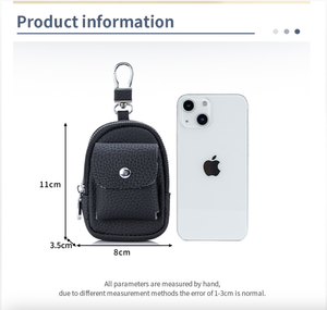 Ando Bag <b>Leather</b> Coin <b>Purse</b> Keychain Mini Zipper Pouch with Clip Front Snap Pocket Earbud Storage Bag - Product Image 4