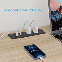 Multiprise encastrable avec port USB-C 20W, prise de courant encastrable pour conférence, charge rapide USB-C QC3.0 3A, prise USB-A pour bureau