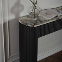Table console haut de gamme en marbre pour entrée et salon, design à rainures verticales, armoire de rangement