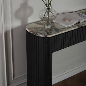Table <span class=keywords><strong>console</strong></span> haut de gamme en marbre pour entrée et salon, design à rainures verticales, armoire de rangement - Product Image 6
