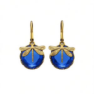 Pendientes Colgantes Vintage con Diseño de Libélula, Chapados en Oro, con Cristal Azul y Engaste de Bisel, Joyería de Moda para Mujer, Ideales para Fiestas - Product Image 1