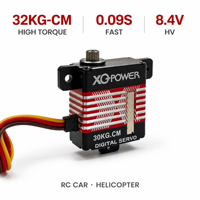 Servo Digital Sin Núcleo XQ-POWER XQ-S2230F, 32kg.cm, 0.09s, Ultra Rápido, 25T Spline, Programable por USB, 8.4V, para Helicóptero RC y Robot