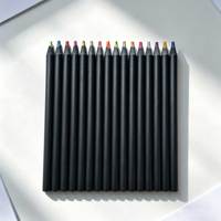 Ensemble de crayons de couleur personnalisés certifiés EN71 ISO, 16 pièces, mine arc-en-ciel, bois noir, 7 pouces, 5,0 mm, vente en gros directe d'usine