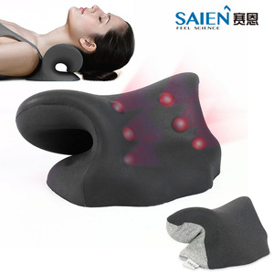 Almohada de masaje para el cuello Saien, gris oscuro, alimentada por USB, fisioterapia infrarroja, soporte cervical para adultos - Product Image 4