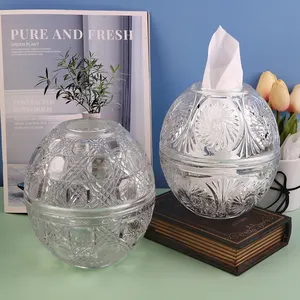 Franse Vintage Reliëf Glas Tissuedoos Aromatherapie Cup Kaars Cup Sieraden Opbergdoos Glazen Vaas